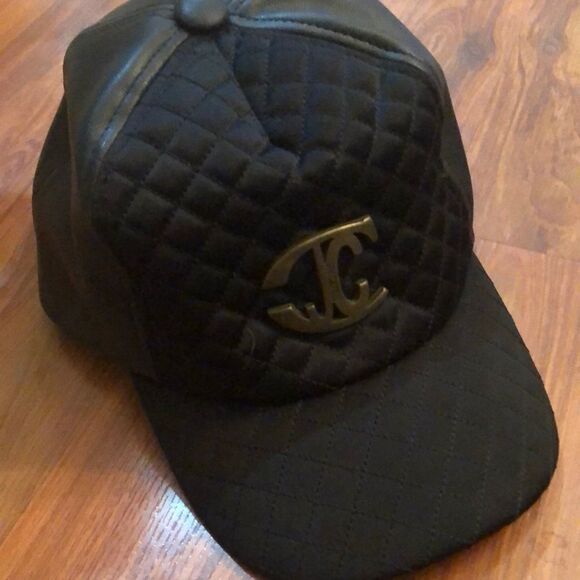 Just Cavalli  Black quilted satin faux leather baseball  cap main image 6